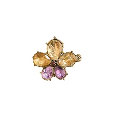 Lot 256 - AMETHYST AND CITRINE DRESS RING, 1810s COMPOSITE