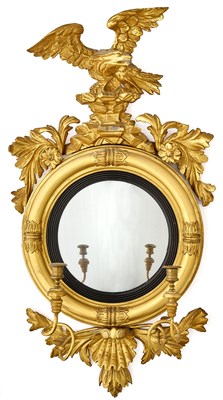 Lot 57 - A GEORGE OR WILLIAM IV GILTWOOD GIRANDOLE MIRROR, SECOND QUARTER 19TH CENTURY