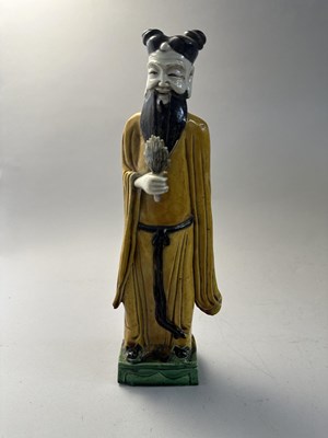 Lot 43 - A RARE SET OF EIGHT CHINESE FAMILLE-VERTE DAOIST IMMORTALS, QING DYNASTY, KANGXI PERIOD (1662-1722)
