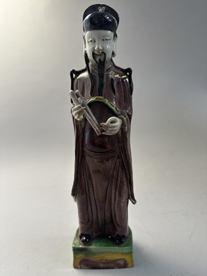 Lot 43 - A RARE SET OF EIGHT CHINESE FAMILLE-VERTE DAOIST IMMORTALS, QING DYNASTY, KANGXI PERIOD (1662-1722)