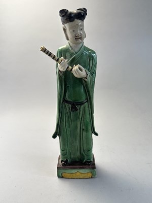 Lot 43 - A RARE SET OF EIGHT CHINESE FAMILLE-VERTE DAOIST IMMORTALS, QING DYNASTY, KANGXI PERIOD (1662-1722)