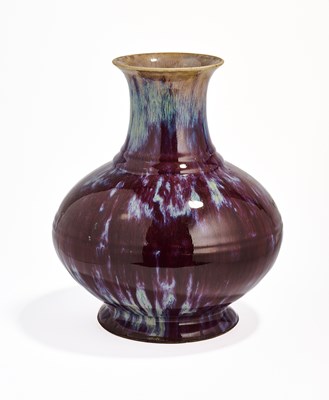 Lot 14 - A CHINESE FLAMBE-GLAZED BOTTLE VASE