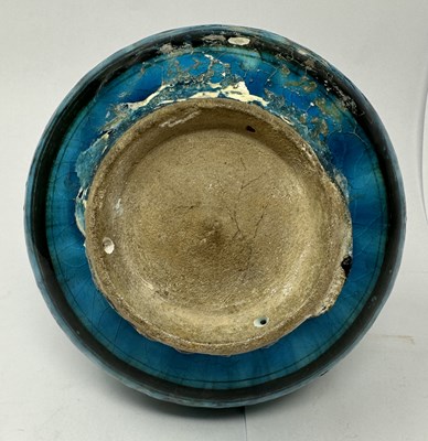 Lot 52 - A SELJUK BLACK PAINTED BOTTLE, KASHAN, PERSIA, 13TH CENTURY OR LATER