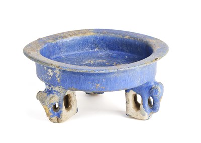 Lot 42 - A LAJVARDINA POTTERY FOOTED BOWL, PERSIA, 13TH/14TH CENTURY