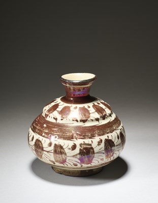 Lot 513 - A SAFAVID LUSTRE PAINTED POTTERY BOTTLE, PERSIA, 17TH CENTURY
