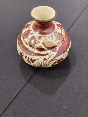 Lot 513 - A SAFAVID LUSTRE PAINTED POTTERY BOTTLE, PERSIA, 17TH CENTURY