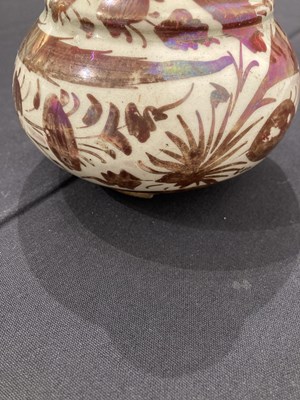 Lot 513 - A SAFAVID LUSTRE PAINTED POTTERY BOTTLE, PERSIA, 17TH CENTURY
