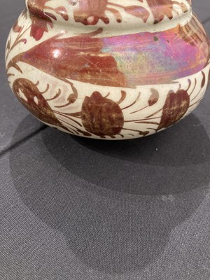 Lot 513 - A SAFAVID LUSTRE PAINTED POTTERY BOTTLE, PERSIA, 17TH CENTURY