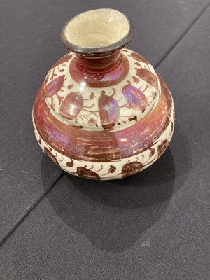 Lot 513 - A SAFAVID LUSTRE PAINTED POTTERY BOTTLE, PERSIA, 17TH CENTURY