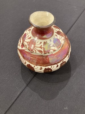 Lot 513 - A SAFAVID LUSTRE PAINTED POTTERY BOTTLE, PERSIA, 17TH CENTURY
