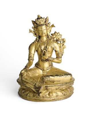Lot 183 - A GILT-BRONZE FIGURE OF TARA, TIBET, 16TH CENTURY