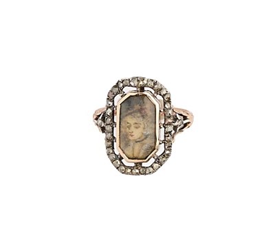 Lot 331 - DIAMOND PORTRAIT MINIATURE RING, EARLY 19TH CENTURY AND LATER