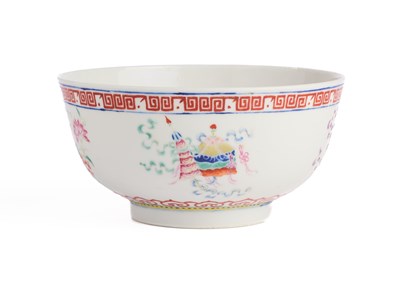 Lot 25 - A CHINESE FAMILLE-ROSE BUDDHIST EMBLEM BOWL, GUANGXU MARK AND PERIOD (1875-1908)