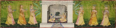 Lot 303 - A PAINTED CLOTH COVER (SIRHI), NATHDWARA, RAJASTHAN, CIRCA 1900