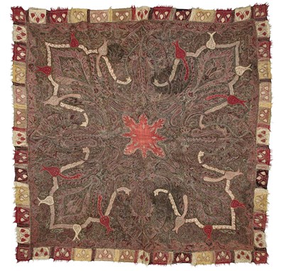 Lot 295 - AN EMBROIDERED KASHMIR SHAWL, CIRCA 1880
