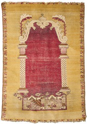 Lot 81 - AN OTTOMAN PRAYER RUG, KERSHEHIR, CENTRAL ANATOLIA, MID-19TH CENTURY