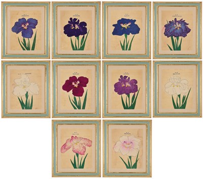 Lot 148 - A GROUP OF TEN JAPANESE HAND-COLOURED BOTANICAL WOODBLOCK PRINTS, CIRCA 1890