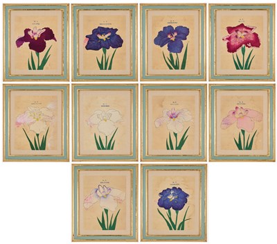 Lot 145 - A GROUP OF TEN JAPANESE HAND-COLOURED BOTANICAL WOODBLOCK PRINTS, CIRCA 1890