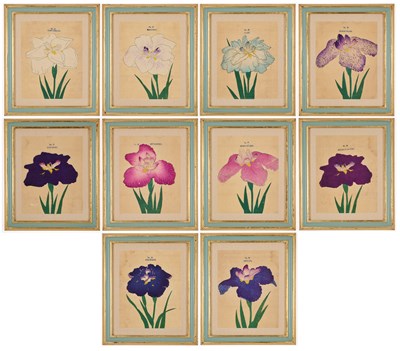 Lot 147 - A GROUP OF TEN JAPANESE HAND-COLOURED BOTANICAL WOODBLOCK PRINTS, CIRCA 1890