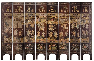 Lot 38 - A CHINESE EIGHT-FOLD COROMANDEL LACQUER SCREEN, LATE QING DYNASTY, 19TH CENTURY
