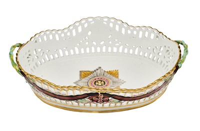 Lot 33 - A RUSSIAN PORCELAIN BASKET FROM THE ORDER OF ST VLADIMIR SERVICE, GARDNER FACTORY, VERBILKI, CIRCA 1785