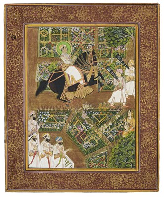 Lot 318 - AN ILLUSTRATION FROM A MEWAR SIX SEASONS MANUSRIPT, CIRCA 1880