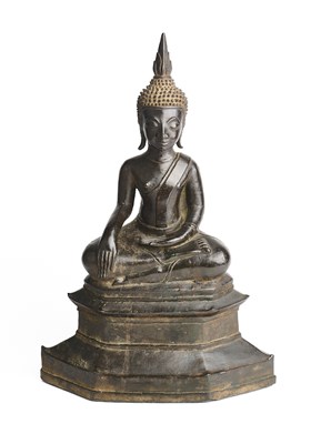 Lot 381 - A BRONZE FIGURE OF BUDDHA, LAOS, CIRCA 18TH CENTURY