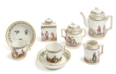 Lot 31 - A RUSSIAN TETE-A-TETE SET, IMPERIAL PORCELAIN MANUFACTORY, ST PETERSBURG, CATHERINE II PERIOD (1762-1796)