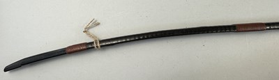 Lot 5 - A JAPANESE BOW (YUMI), BOW-STRING REEL, THREE ARROWS AND QUIVER (YADZUTSU), LATE EDO PERIOD, 19TH CENTURY/EARLY 20TH CENTURY