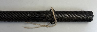 Lot 5 - A JAPANESE BOW (YUMI), BOW-STRING REEL, THREE ARROWS AND QUIVER (YADZUTSU), LATE EDO PERIOD, 19TH CENTURY/EARLY 20TH CENTURY