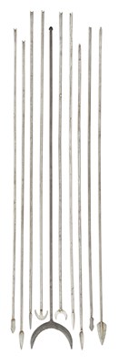 Lot 30 - ELEVEN RARE SOUTH INDIAN ARROWS FORMED ENTIRELY OF STEEL, 17TH/18TH CENTURY.
