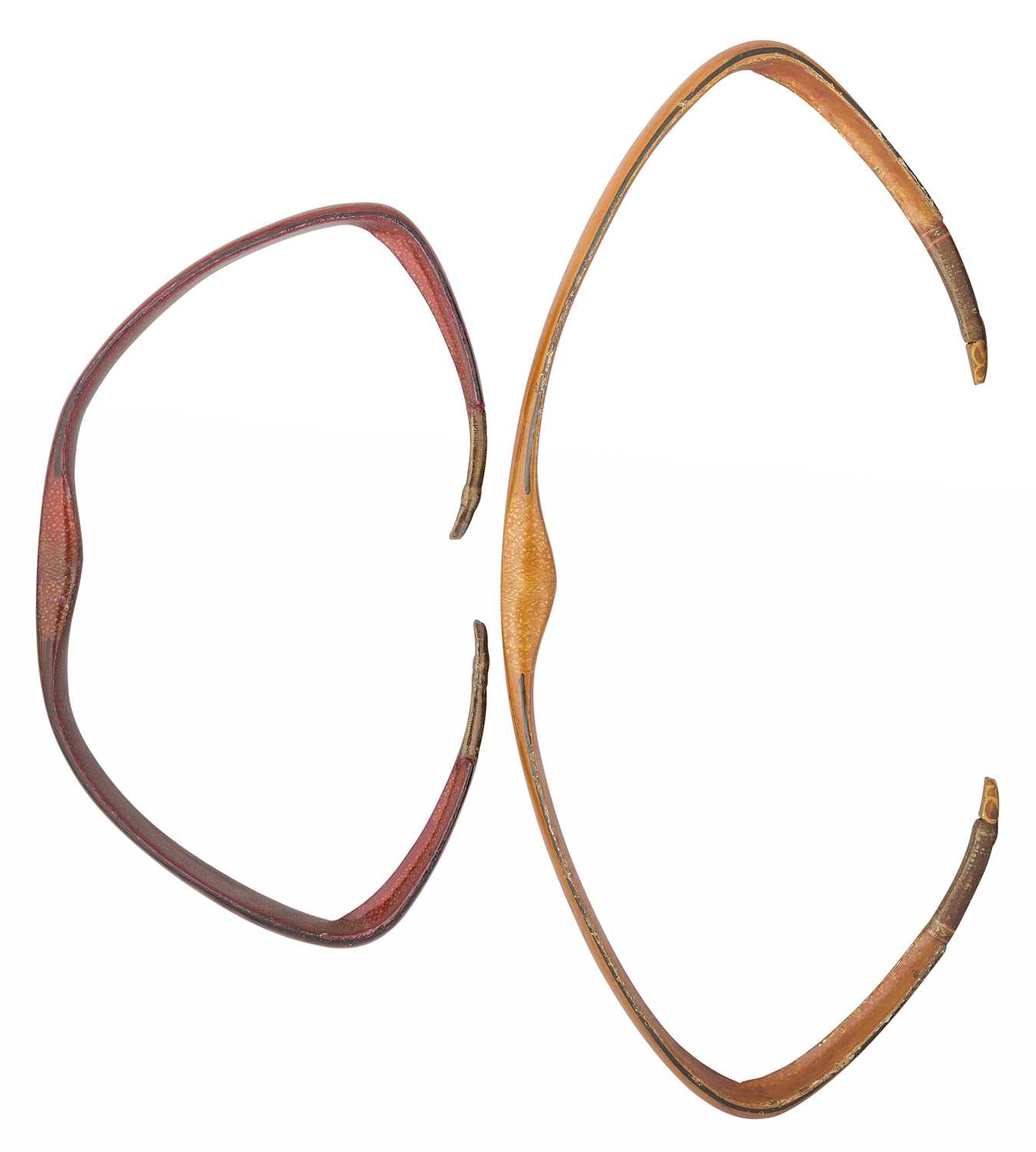 Lot 25 - TWO NORTH INDIAN DECORATED REFLEX COMPOSITE BOWS, 18TH/19TH CENTURY