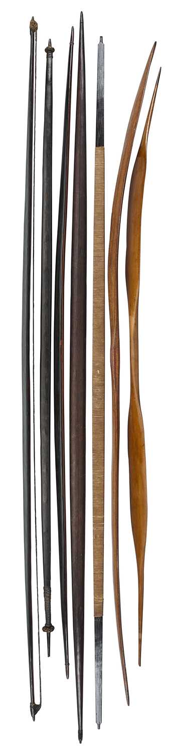 Lot 38 - TWO ANDAMAN ISLAND SELF BOWS, TWO NEW GUINEA SELF BOWS AND THREE FURTHER SELF BOWS, 19TH/EARLY 20TH CENTURY