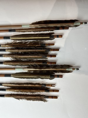 Lot 16 - THREE JAPANESE QUIVERS (UTSUBO) WITH ARROWS, EDO PERIOD