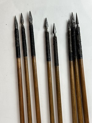 Lot 16 - THREE JAPANESE QUIVERS (UTSUBO) WITH ARROWS, EDO PERIOD