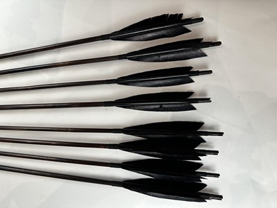 Lot 16 - THREE JAPANESE QUIVERS (UTSUBO) WITH ARROWS, EDO PERIOD