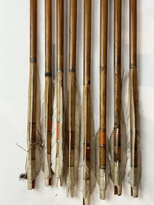 Lot 16 - THREE JAPANESE QUIVERS (UTSUBO) WITH ARROWS, EDO PERIOD