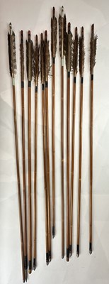Lot 16 - THREE JAPANESE QUIVERS (UTSUBO) WITH ARROWS, EDO PERIOD