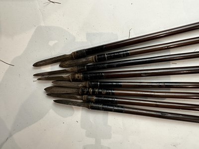 Lot 16 - THREE JAPANESE QUIVERS (UTSUBO) WITH ARROWS, EDO PERIOD