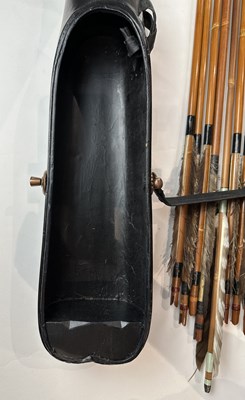 Lot 16 - THREE JAPANESE QUIVERS (UTSUBO) WITH ARROWS, EDO PERIOD