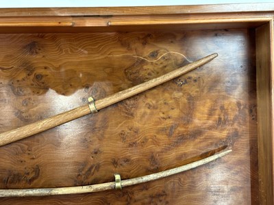Lot 1 - TWO ANCIENT EGYPTIAN BOWS, PROBABLY MIDDLE KINGDOM CIRCA 2000 B.C., AND THREE STONE ARROWHEADS