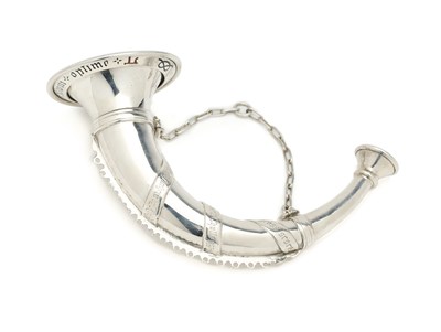 Lot 45 - AN EDWARDIAN SILVER ARCHERY PRIZE HORN, C.T. BURROWS & SONS, BIRMINGHAM, 1908