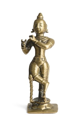Lot 557 - A BRONZE FIGURE OF KRISHNA VENUGOPALA, BENGAL, 18TH/19TH CENTURY