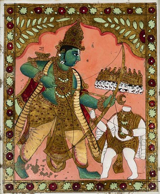 Lot 343 - A REVERSE GLASS PAINTING, TAMIL NADU, SOUTH INDIA, CIRCA 1900