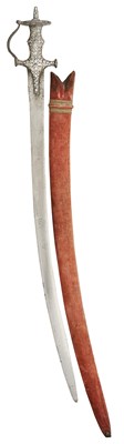 Lot 91 - AN INDIAN SWORD (TALWAR) WITH SILVER-ENCRUSTED HILT, 19TH CENTURY