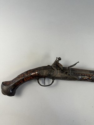 Lot 566 - A 22 BORE OTTOMAN FLINTLOCK HOLSTER PISTOL (KUBUR),  AND AN 18 BORE ADRIATIC FLINTLOCK HOLSTER PISTOL, 19TH CENTURY
