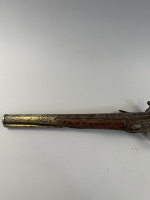 Lot 566 - A 22 BORE OTTOMAN FLINTLOCK HOLSTER PISTOL (KUBUR),  AND AN 18 BORE ADRIATIC FLINTLOCK HOLSTER PISTOL, 19TH CENTURY