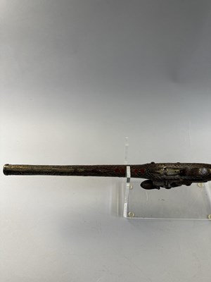 Lot 566 - A 22 BORE OTTOMAN FLINTLOCK HOLSTER PISTOL (KUBUR),  AND AN 18 BORE ADRIATIC FLINTLOCK HOLSTER PISTOL, 19TH CENTURY