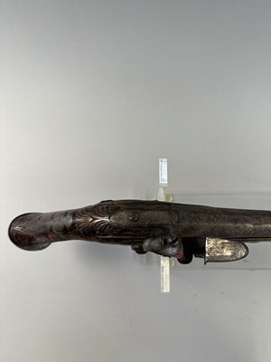 Lot 566 - A 22 BORE OTTOMAN FLINTLOCK HOLSTER PISTOL (KUBUR),  AND AN 18 BORE ADRIATIC FLINTLOCK HOLSTER PISTOL, 19TH CENTURY