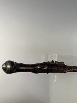 Lot 566 - A 22 BORE OTTOMAN FLINTLOCK HOLSTER PISTOL (KUBUR),  AND AN 18 BORE ADRIATIC FLINTLOCK HOLSTER PISTOL, 19TH CENTURY